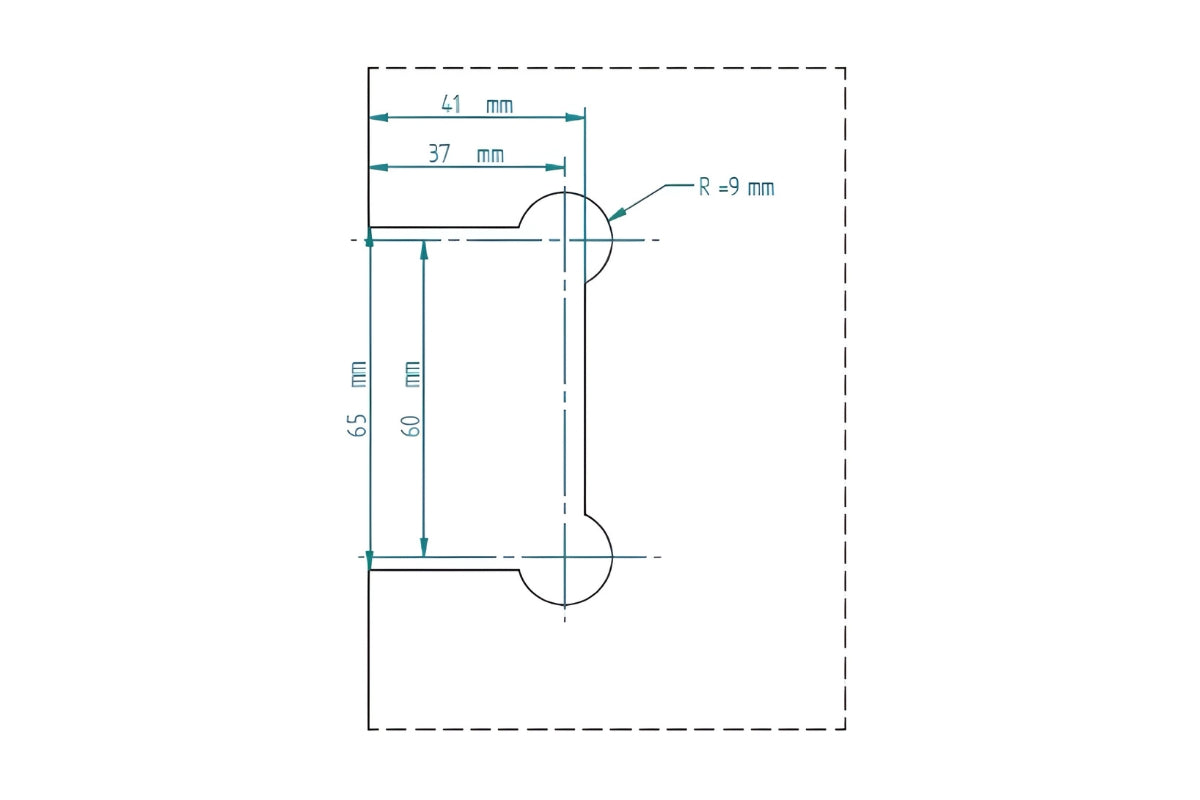 Wand-Duschtürscharnier 90° – symmetrisch mit Basis