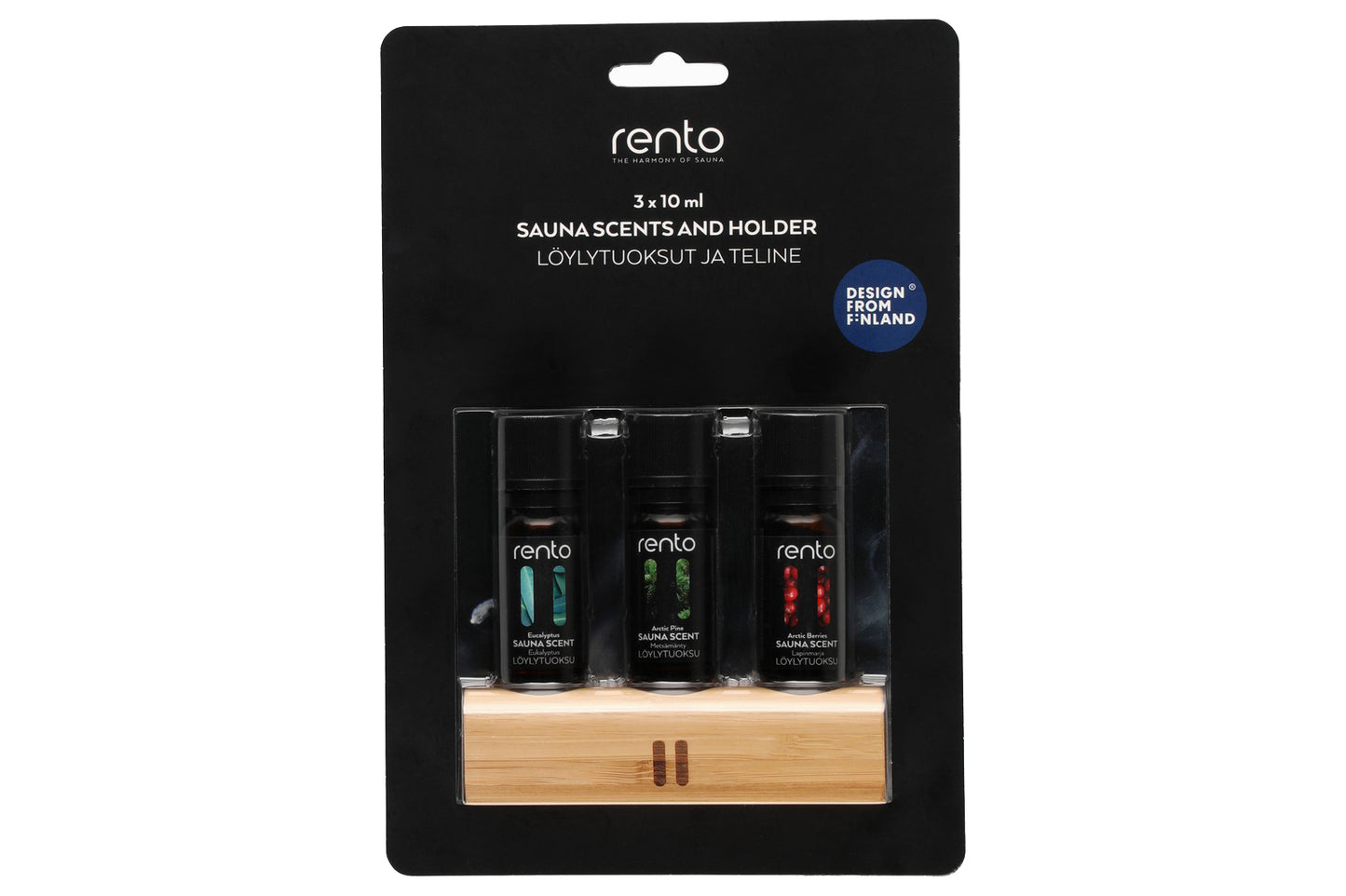 Rento Saunaaufguss-Set 3×10 ml mit Bambushalter