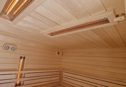 Klappbarer Infrarotstrahler mit Rahmen aus Weißespen-Holzrahmen