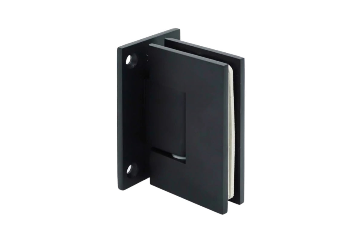 Wand-Glas-Türscharnier 90° – matt schwarzes Quadratscharnier