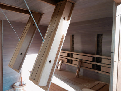 Klappbarer Infrarotstrahler mit Rahmen aus Thermo-Espe