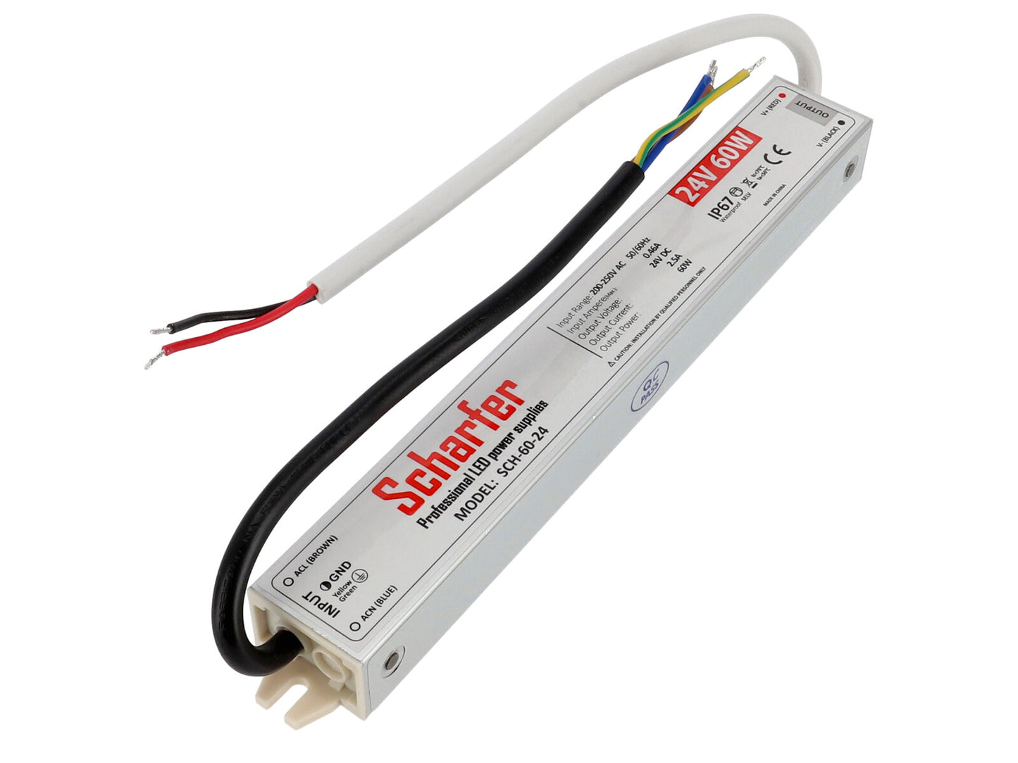 Wasserdichtes LED-Netzteil 24V (60W / 2,5A) – IP67, Scharfer