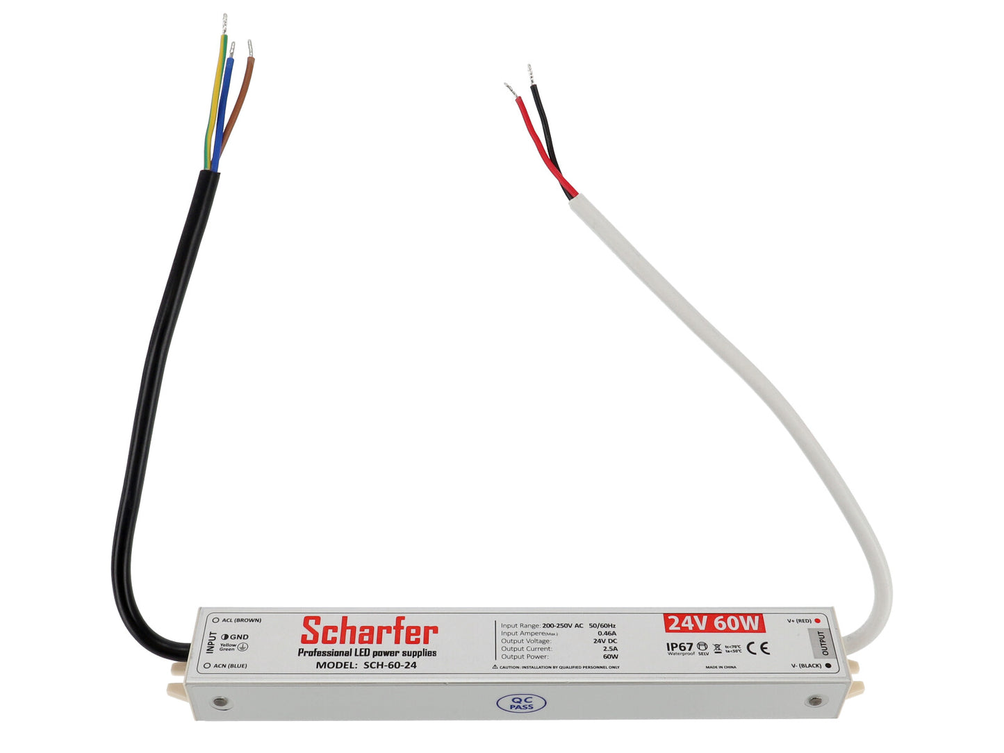 Wasserdichtes LED-Netzteil 24V (60W / 2,5A) – IP67, Scharfer